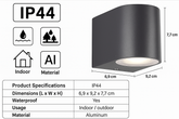 IP44 LED fixture mounted on brick